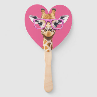 Éventail Girafe avec lunettes roses Faveurs