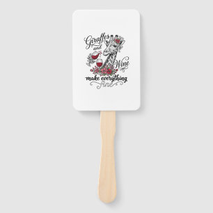 Éventail Girafes Et Vin Gravure Vintage Design De T-Shirt_1