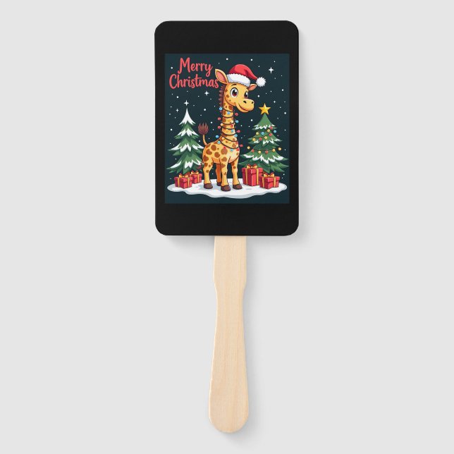 Éventail Giraffe Merry Christmas Tree Lighting Santa Giraff (Devant)