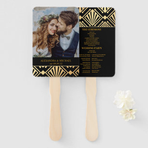 Éventail Glam Art Déco Black Gatsby 1920 Style Mariage