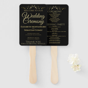 Éventail Gold & Black Élégant programme de mariage florissa