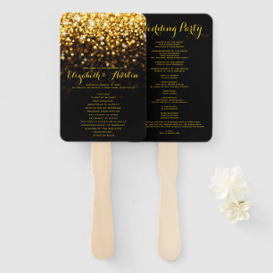 Éventail Gold Black Hollywood Glitz Glam Wedding Programme