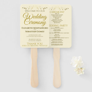 Éventail Gold & Cream Élégant programme de mariage fleuri