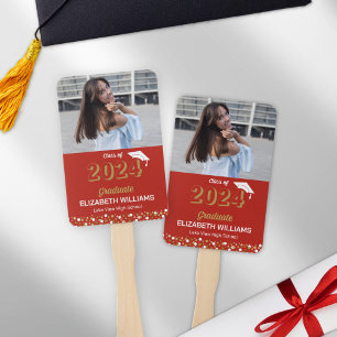 Éventail Gold Foil Script Confetti Photo Red Grad