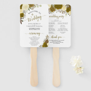 Éventail Gold & Jaune Floral Élégant programme de mariage