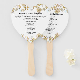 Éventail Gold Snowflakes Programme de ventilateur Mariage e
