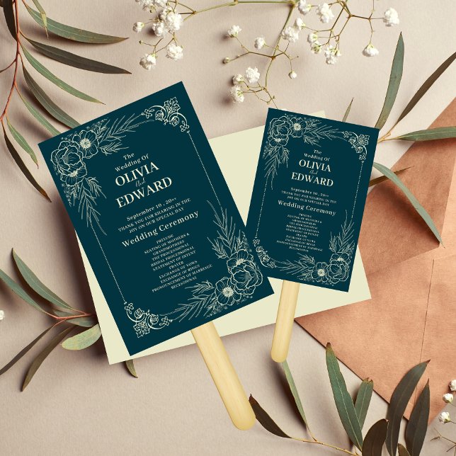 Éventail Golden Bloom Wedding programme (Créateur téléchargé)
