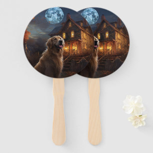 Éventail Golden Retriever Halloween Effrayant