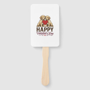Éventail Golden Retriever Joyeuse Saint-Valentin