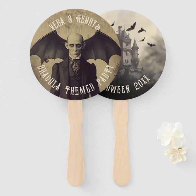 Éventail Gothique Vintage victorien Dracula Halloween (Devant et derrière)