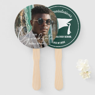 Éventail Grad Cap Modern Graduate Photo Dark Green