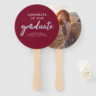 Éventail Graduation 2025 Photo Burgundy Script Grad Party