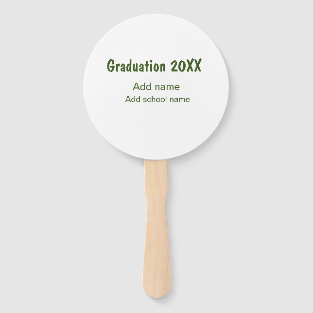 Éventail Graduation 20XX ajouter nom année école vert moder (Devant)