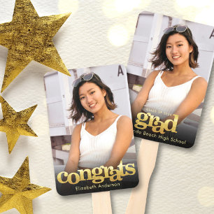 Éventail Graduation photo chic simple moderne gardien or