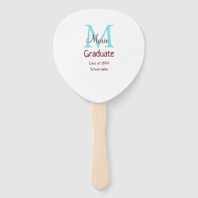 Éventail Gradué ajouter nom monogramme vert rose simple min (Devant)