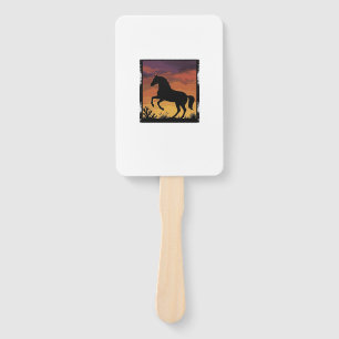 Éventail Gravure occidentale silhouette de cheval au couche