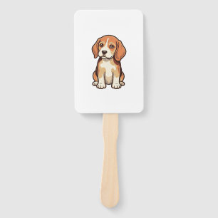 Éventail Gravure vintage chiot Beagle Art vectoriel_1