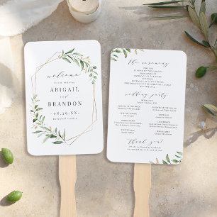 Éventail Greenery Gold Geometric