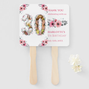 Éventail Gros 30e anniversaire Photo Collage Rose Fleur Bla