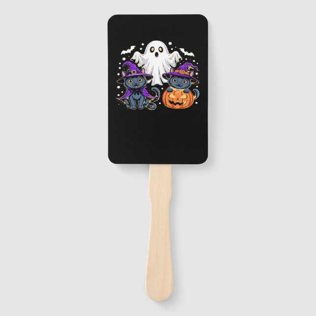 Éventail Halloween Cute Ghost Pumpkin Cat Classic T-Shirt_3 (Devant)