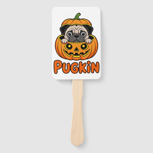 Éventail Halloween Pugkin, Pumpkin Pug Dog (Devant)