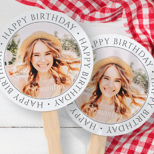 Éventail Happy Birthday Modern Simple Custom Photo