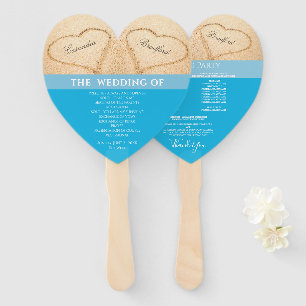 Éventail Hearts Beach Programme de cérémonie de mariage Ble