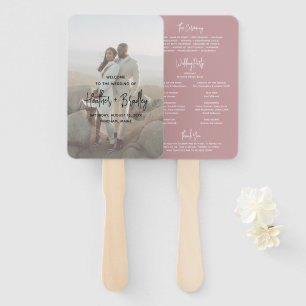 Éventail Heather Elegant Dusty Rose Programme de mariage mo
