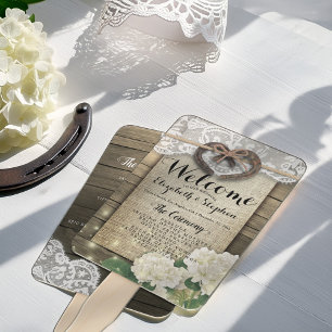 Éventail Horseshoe Hydrangea Programmes de mariage en bois