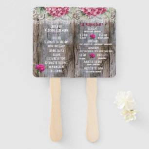 Éventail Hydrangeas dentelle et grange Mariage à main