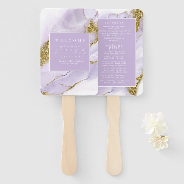 Éventail ID Abstrait Lavande d'encre Lux990 (Devant et derrière)