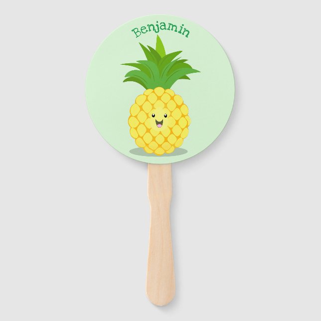 Éventail Illustration d'ananas mignon (Devant)