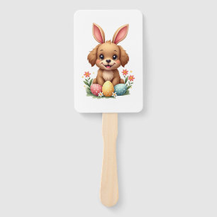 Éventail Illustration de chien de Pâques vintage Bunny Chio
