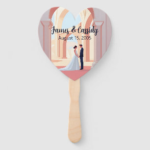 Éventail Illustration de couple mariage sous l'arc du Colis