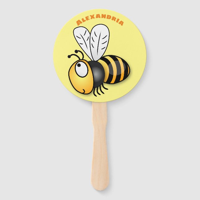 Éventail Illustration de dessin animé d'abeilles joyeux (Devant)