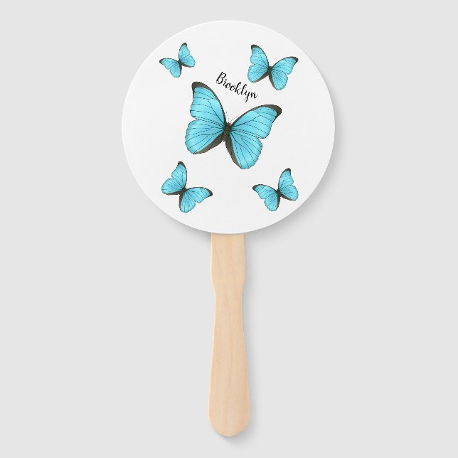 Éventail Illustration de papillons Morpho (Devant)