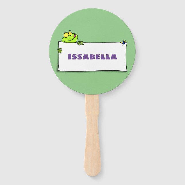 Éventail Illustration du panneau de grenouille verte mignon (Devant)
