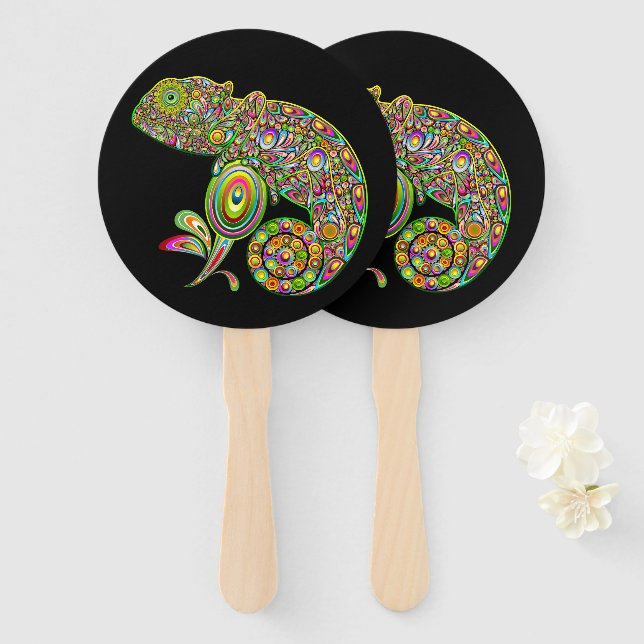 Éventail Imaginaire psychédélique de Chameleon (Devant et derrière)