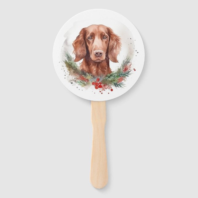 Éventail Irlandais Red Setter Festive Wreath Pup (Devant)