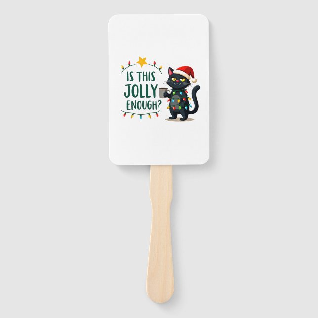 Éventail Is This Jolly Enough Black Cat Merry Christmas Tre (Devant)