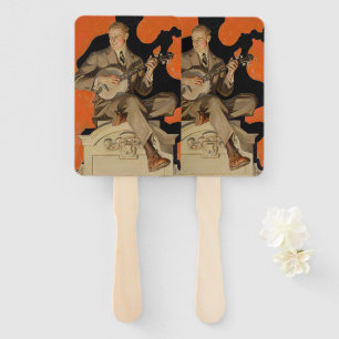 Éventail J.C. Leyendecker Joueur de banjo 1920 Art déco Art