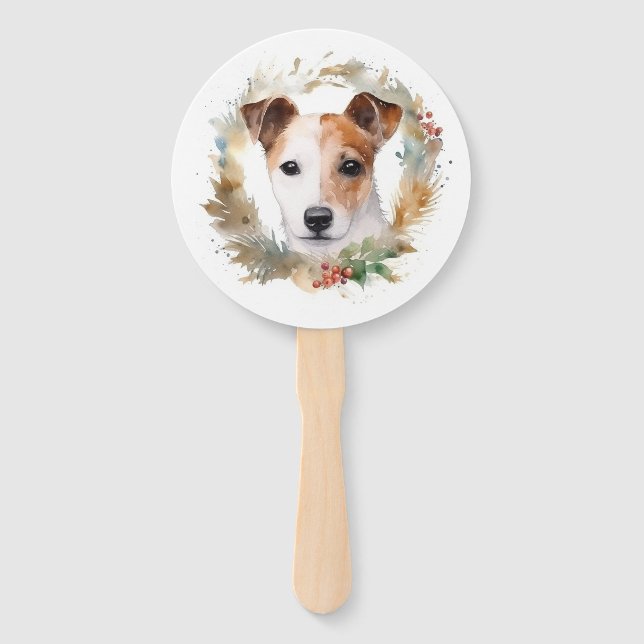 Éventail Jack Russell Christmas Wreath Festive Pup (Devant)