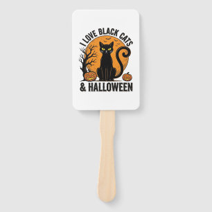 Éventail J'aime les chats noirs Halloween Vintage Shirt Des