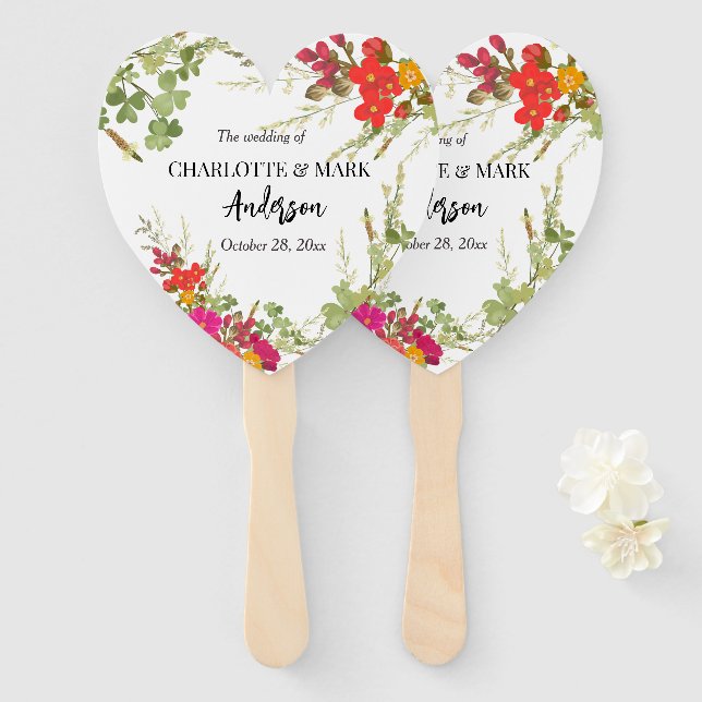 Éventail Jardin Floral d'été mariage Fleur sauvage (Devant et derrière)