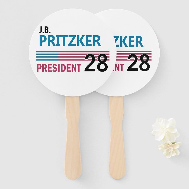 Éventail JB Pritzker 2028 (Devant et derrière)