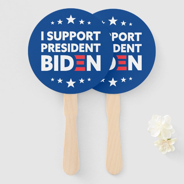 Éventail Je soutiens le président Biden Stars Couleur perso (Devant et derrière)