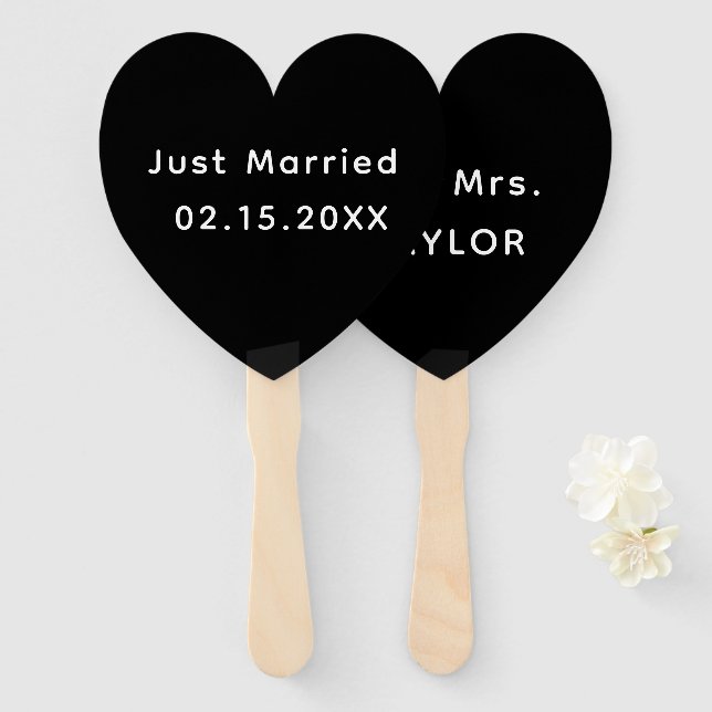 Éventail Je Viens De Marier M. & Mme | Monogramme Mariage (Devant et derrière)