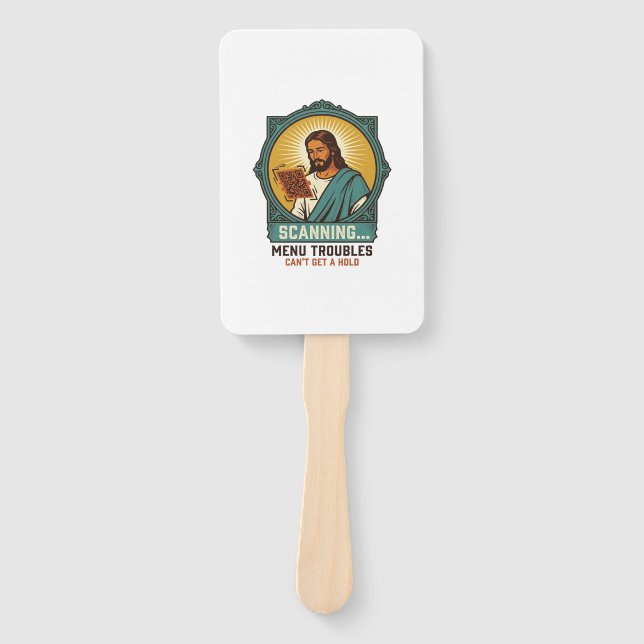 Éventail Jésus Code QR flou ne scannera pas Menu Humour Tec (Devant)