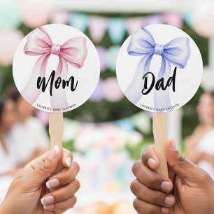 Éventail Jeu de devinette pour baby shower avec un nœud de 
