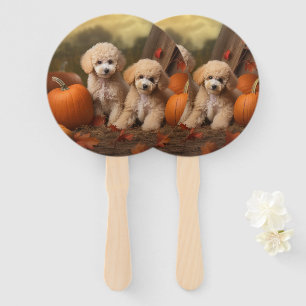Éventail Joie d'automne chiot caniche citrouille